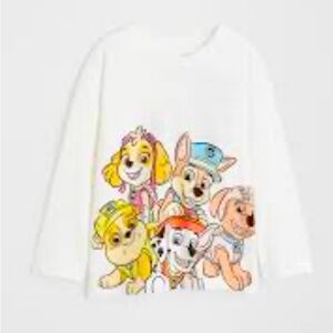 H&M NWOT Sz 6X-7 White Long Sleeve Shirt with Paw Patrol Characters